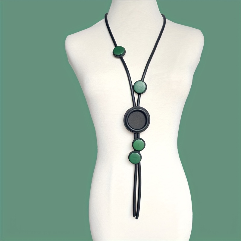 Women's Bohemian Long Necklace, Colorful Beads with Cord